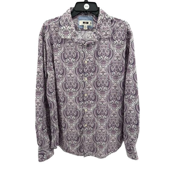 Joseph Abbound Men's Purple Paisley Print Long Sleeve Button-Up Shirt Size XL - Picture 1 of 4